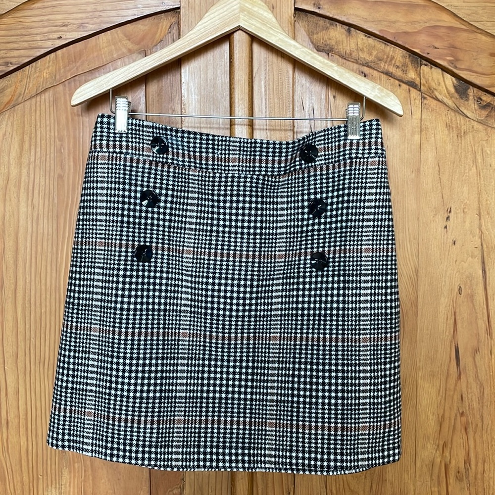 Peacocks Plaid Buttoned Skirt